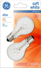 GE 74038 Light Bulb, 40 W, A15 Lamp, E17 Intermediate Lamp Base, 300 Lumens, 2500 K Color Temp, Soft White Light